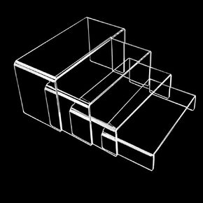 8 Pieces Clear Rectangular Tabletop Display Stand for Amiibo Funko POP Figures, Collectibles Jewelry Food Cupcake Dessert Risers Shelf for Decoration and Organizer (8pcs Widen Rectangle)