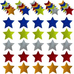 50Pcs Warning Reflective Stickers, Reflective Decals Waterproof Reflector Tapes Safety Reflective Stickers Night Visibility Adhesive Stickers for Motorcycle Bicycle Car (Star-Shaped)