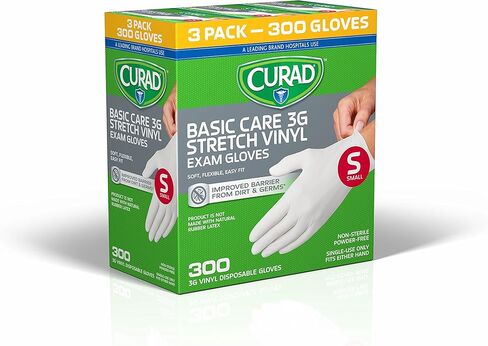 قفازات Curad Basic Care 3G من الفينيل المطاطي، خالية من البودرة in Kuwait