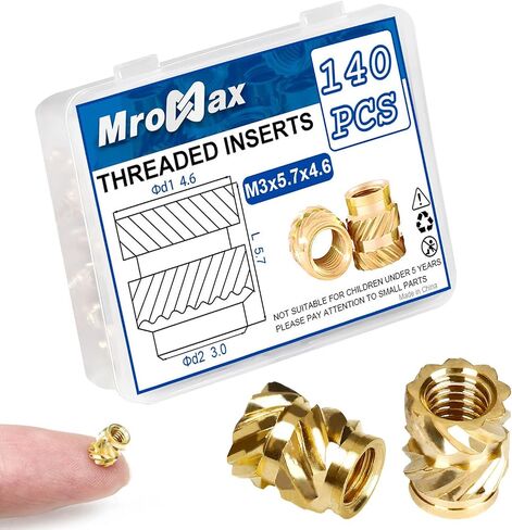 MroMax 140Pcs M3 Threaded Inserts Brass Heat Set Insert M3x5.7x4.6mm Metric knurled Nuts Insert by Heat into 3D Printing Components and Plastic Parts in Saudi Arabia