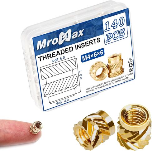 MroMax 140Pcs M3 Threaded Inserts Brass Heat Set Insert M3x5.7x4.6mm Metric knurled Nuts Insert by Heat into 3D Printing Components and Plastic Parts in Saudi Arabia