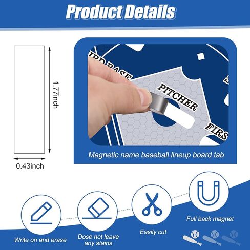 Geyee 34 Pcs Magnetic Baseball Lineup Board for Coach, Erases Easily Magnetic Dugout Board Softball Coaching Board with 30 Lineup Cards 2 Snap Hooks and Marker Pen in Saudi Arabia