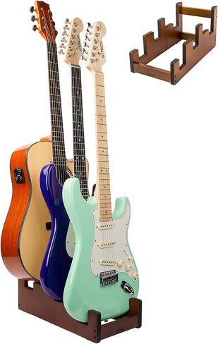 Multi Guitar Stand, 3-Holder, Space-Saving, Front Display Floor Guitar Rack, Padded Multiple Guitars Stand for Home, Studio, GS-3 (Generic) in Saudi Arabia