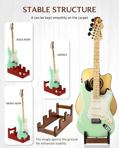 Multi Guitar Stand, 3-Holder, Space-Saving, Front Display Floor Guitar Rack, Padded Multiple Guitars Stand for Home, Studio, GS-3 (Generic) in Saudi Arabia