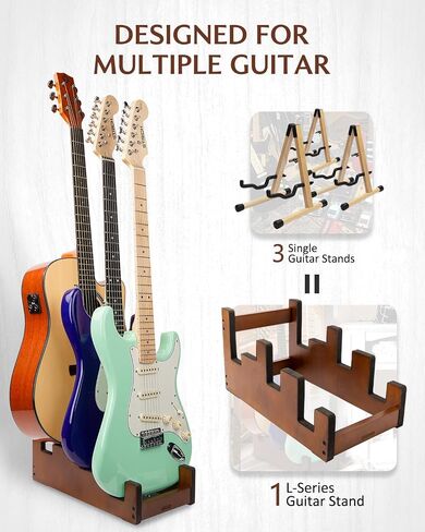 Multi Guitar Stand, 3-Holder, Space-Saving, Front Display Floor Guitar Rack, Padded Multiple Guitars Stand for Home, Studio, GS-3 (Generic) in Saudi Arabia