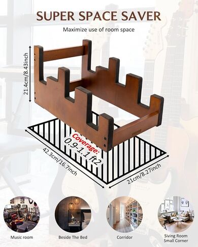 Multi Guitar Stand, 3-Holder, Space-Saving, Front Display Floor Guitar Rack, Padded Multiple Guitars Stand for Home, Studio, GS-3 (Generic) in Saudi Arabia