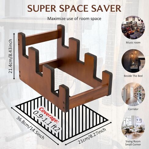حامل جيتار متعدد، 3 حوامل، موفر للمساحة، حامل جيتار أرضي للعرض الأمامي، حامل جيتار متعدد مبطن للمنزل، الاستوديو، GS-3 (عام) in Kuwait