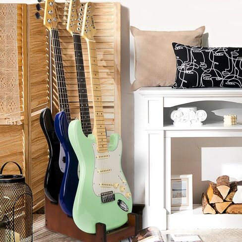 حامل جيتار متعدد، 3 حوامل، موفر للمساحة، حامل جيتار أرضي للعرض الأمامي، حامل جيتار متعدد مبطن للمنزل، الاستوديو، GS-3 (عام) in Kuwait