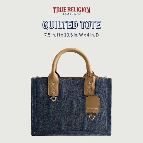 True Religion Women's Tote Bag, Quilted Horseshoe Travel Shoulder Handbag with Adjustable Crossbody Strap in Saudi Arabia