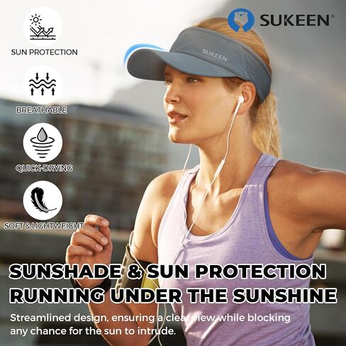 قبعة Sukeen Sports Sun Visor للرجال والنساء خفيفة الوزن وقابلة للتعبئة والتبريد وقابلة للتمدد للجري والتنس والجولف in Saudi Arabia