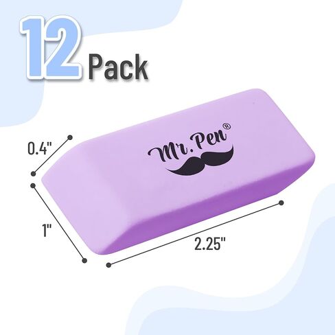 Mr. Pen- Erasers, 12 Pack, Green Pencil Eraser, Erasers for Pencils, Mr Pen Erasers, Erasers for School, Large Eraser, Block Erasers for School, Rubber Eraser, Large Erasers for School in Kuwait
