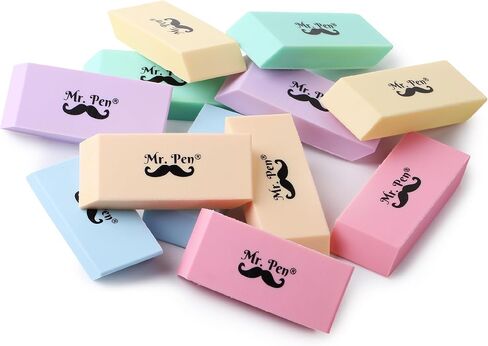 Mr. Pen- Erasers, 12 Pack, Green Pencil Eraser, Erasers for Pencils, Mr Pen Erasers, Erasers for School, Large Eraser, Block Erasers for School, Rubber Eraser, Large Erasers for School in Kuwait