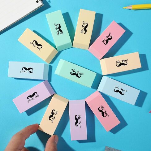 Mr. Pen- Erasers, 12 Pack, Green Pencil Eraser, Erasers for Pencils, Mr Pen Erasers, Erasers for School, Large Eraser, Block Erasers for School, Rubber Eraser, Large Erasers for School in Kuwait