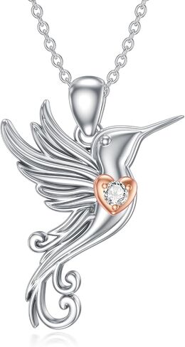 LWXIE Diamond Hummingbird Necklace 925 Sterling Silver Hummingbird Circle Pendant Necklace Diamond Jewelry Gifts for Women Girls Wife Girlfriend in Saudi Arabia