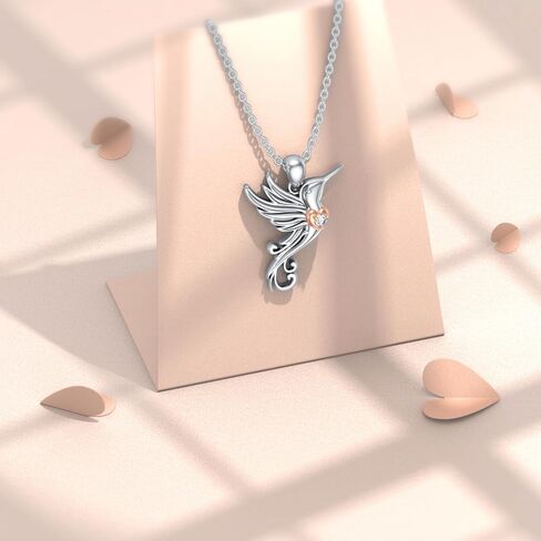 LWXIE Diamond Hummingbird Necklace 925 Sterling Silver Hummingbird Circle Pendant Necklace Diamond Jewelry Gifts for Women Girls Wife Girlfriend in Saudi Arabia