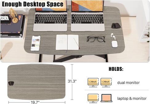 JOY worker Standing Desk Converter, 31 Inch Compact Height Adjustable Stand up Desk Riser, Ultra Low Profile Sit to Stand Desk for Laptop Riser Workstation, Black in Kuwait