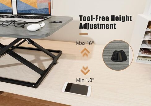 JOY worker Standing Desk Converter, 31 Inch Compact Height Adjustable Stand up Desk Riser, Ultra Low Profile Sit to Stand Desk for Laptop Riser Workstation, Black in Kuwait