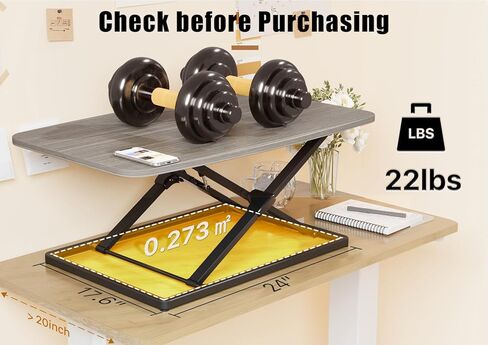 JOY worker Standing Desk Converter, 31 Inch Compact Height Adjustable Stand up Desk Riser, Ultra Low Profile Sit to Stand Desk for Laptop Riser Workstation, Black in Kuwait