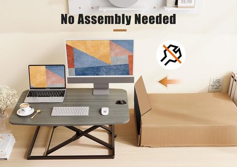 JOY worker Standing Desk Converter, 31 Inch Compact Height Adjustable Stand up Desk Riser, Ultra Low Profile Sit to Stand Desk for Laptop Riser Workstation, Black in Kuwait