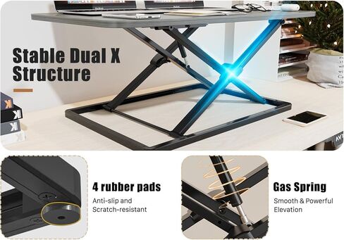 JOY worker Standing Desk Converter, 31 Inch Compact Height Adjustable Stand up Desk Riser, Ultra Low Profile Sit to Stand Desk for Laptop Riser Workstation, Black in Kuwait