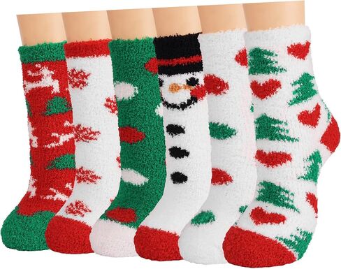 Womens Fuzzy Socks Cozy Fluffy Cute Animal Cat Dog Socks for Women Winter Warm Slipper Socks for Christmas Gifts in Kuwait