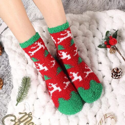 Womens Fuzzy Socks Cozy Fluffy Cute Animal Cat Dog Socks for Women Winter Warm Slipper Socks for Christmas Gifts in Kuwait