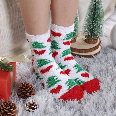 Womens Fuzzy Socks Cozy Fluffy Cute Animal Cat Dog Socks for Women Winter Warm Slipper Socks for Christmas Gifts in Kuwait