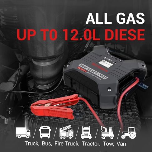بطارية AUTOGEN 12V و24V Jump Starter 10000Amp ليثيوم فوسفات الحديد (LiFePO4)، صندوق قفز معزز مع شاشة LED ذكية مدمجة وإضاءة LED in Kuwait