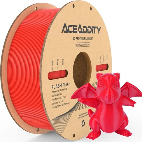 PLA+ Filament 1.75mm, Flash PLA High Speed 3D Printer Filament, Dimensional Accuracy +/- 0.02mm, 1kg(2.2lbs) Cardboard Spool 3D Printing Filament Fits for Most FDM 3D Printers (1kg Red) in Saudi Arabia
