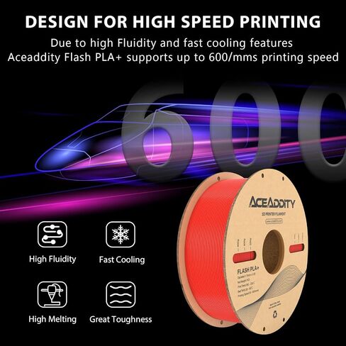PLA+ Filament 1.75mm, Flash PLA High Speed 3D Printer Filament, Dimensional Accuracy +/- 0.02mm, 1kg(2.2lbs) Cardboard Spool 3D Printing Filament Fits for Most FDM 3D Printers (1kg Red) in Saudi Arabia