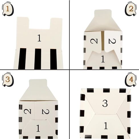 Yuyisto A pack of 36 popcorn boxes suitable for a variety of parties and picnics, including waves, polka dots, stripes three styles. (black) in Kuwait