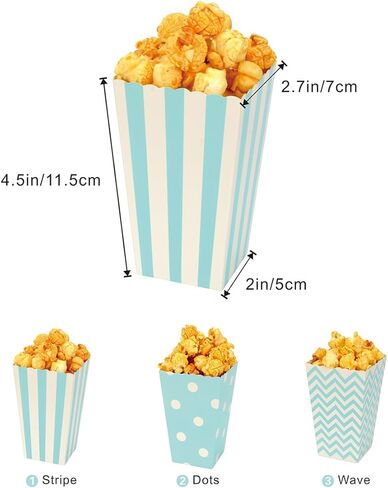 Yuyisto A pack of 36 popcorn boxes suitable for a variety of parties and picnics, including waves, polka dots, stripes three styles. (black) in Kuwait