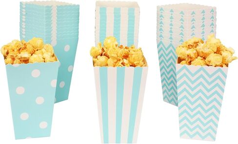 Yuyisto A pack of 36 popcorn boxes suitable for a variety of parties and picnics, including waves, polka dots, stripes three styles. (black) in Kuwait