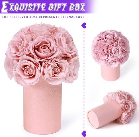 ANLUNOB Gift 20-Piece Forever Rose Round Barrel Preserved Roses Forever Flowers for Delivery Prime Mothers Day & Valentines Day for Wife Girlfriend in Saudi Arabia