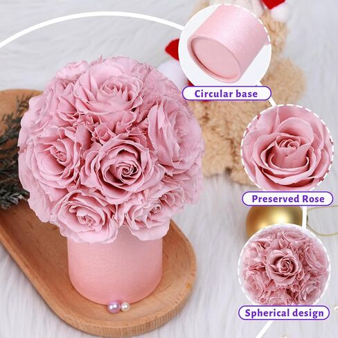 ANLUNOB Gift 20-Piece Forever Rose Round Barrel Preserved Roses Forever Flowers for Delivery Prime Mothers Day & Valentines Day for Wife Girlfriend in Saudi Arabia