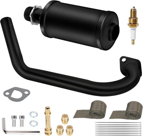 HIAORS Upgrade Exhaust Pipe Silencer Kit for Predator 212cc 196cc 224cc Coleman CT200U BT200X CT200U-EX Baja Warrior Massimo MB165 MB200 KT196 Mini Bike Go Kart Parts with Main Jet Kit Heat Wrap in Kuwait