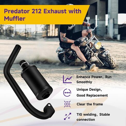 HIAORS Upgrade Exhaust Pipe Silencer Kit for Predator 212cc 196cc 224cc Coleman CT200U BT200X CT200U-EX Baja Warrior Massimo MB165 MB200 KT196 Mini Bike Go Kart Parts with Main Jet Kit Heat Wrap in Kuwait