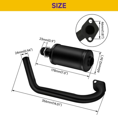 HIAORS Upgrade Exhaust Pipe Silencer Kit for Predator 212cc 196cc 224cc Coleman CT200U BT200X CT200U-EX Baja Warrior Massimo MB165 MB200 KT196 Mini Bike Go Kart Parts with Main Jet Kit Heat Wrap in Kuwait
