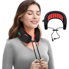 Comfytemp Portable Cordless Red Light Therapy for Neck Pain Relief, Rechargeable Wireless Near Infrared Light Therapy Neck Pillow with Timer, Wearable Light Wrap for Travel Cervical Adjustable