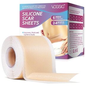 Silicone Scar Sheets,Silicone Scar Tape Roll for Scar Removal,Reusable Waterproof Professional Soft Silicone Tape (1.6''x75''-1.9M)