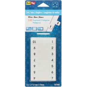 Redi-tag Permanent Numbered Tab Indexes - Printed1-10 - 104 / Pack - White Tab
