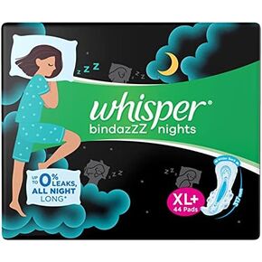 Whisper Ultra Night Sanitary Pads for Women, XL+ 44 Napkins