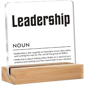Gifts for Leader Boss Mentor Leadership Quote Clear Desk Decorative Sign Leadership Definition Acrylic Sign With Wooden Stand for Desk Table Shelf in Saudi Arabia