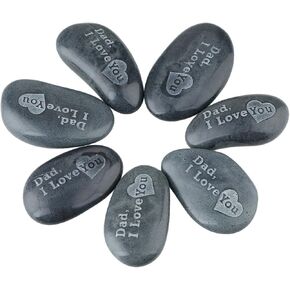 SUNYIK Black Engraved Inspirational Stones for Father's Day-Dad,I Love You (1.5-2"),Pack of 5
