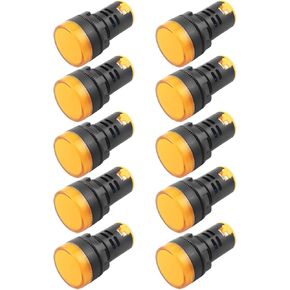 Indicator Light AC/DC 24V 20mA LED Flush Panel Mount Yellow 10 Pcs