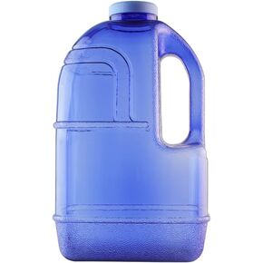 New Wave Enviro Iconic 1 Gallon BPA Free Water Bottle (Round), Built in Handle and Stainless Steel Cap, 1 Gallon Capacity Bottle, Faint Blue