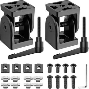 JiGiU 2PCS Angle Connector Joint Connector 4040 Nut 8 Flexible Hinge 180° Rotation Range with Clamping Lever Zinc Alloy Joint Connector for 4040 EU Standard Aluminum Extrusion Profile-Black