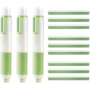 M&G 9+3 Pack Eraser Retractable Eraser, 3 Pcs Cute Erasers with Retractable Plastic Sleeve and 9 Refill Eraser for Students Kids, School Office Home Supplies