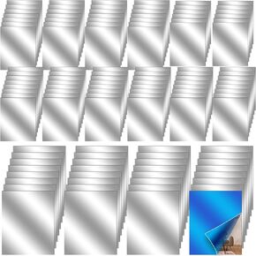 Suzile 120 Pcs Flexible Mirror Sheets Self Adhesive 8 x 6'' PET Plastic Mirror Sheet Cuttable Safety Mirror Stickers for Walls Non Glass Acrylic Mirror Stickers for DIY Craft Decoration
