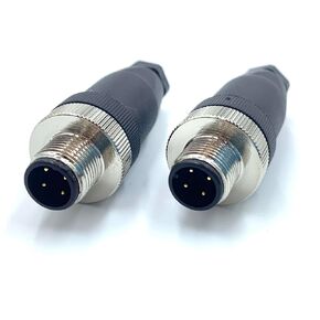2Pcs M12 4 Pin Male Circular Connector, A Code Industrial Circular Connector IP67 Waterproof Field Assembly Wireable Sensor Straight Type Unshiled Adapter for PG7 Cable 250V 4A AC/DC
